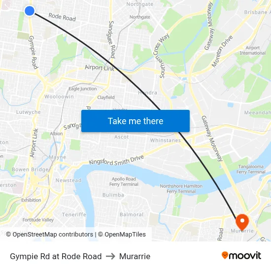 Gympie Rd at Rode Road to Murarrie map