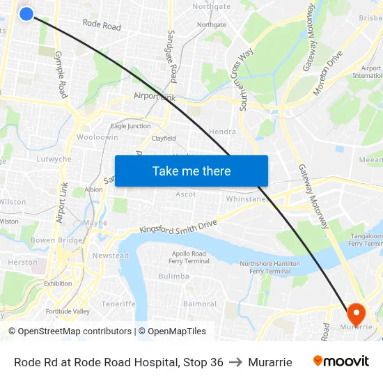 Rode Rd at Rode Road Hospital, Stop 36 to Murarrie map
