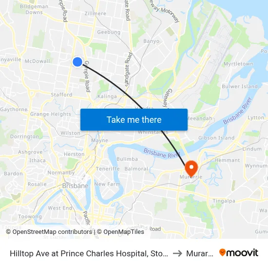 Hilltop Ave at Prince Charles Hospital, Stop 35 to Murarrie map