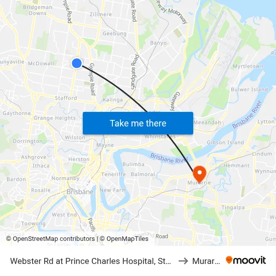 Webster Rd at Prince Charles Hospital, Stop 38 to Murarrie map