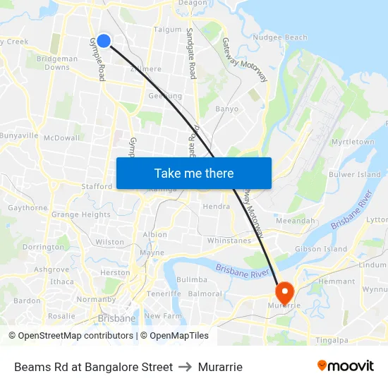 Beams Rd at Bangalore Street to Murarrie map