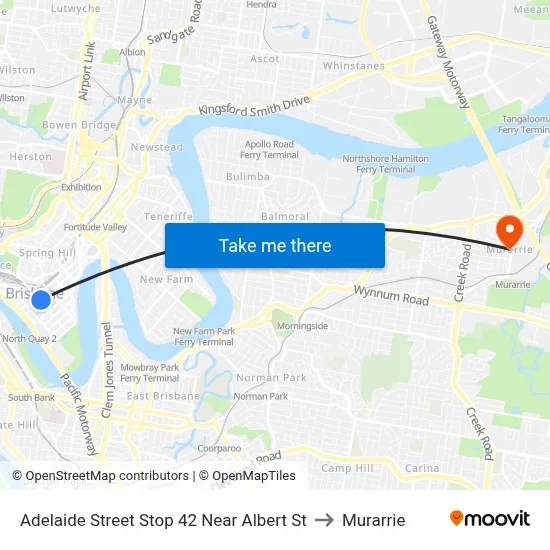 Adelaide Street Stop 42 Near Albert St to Murarrie map