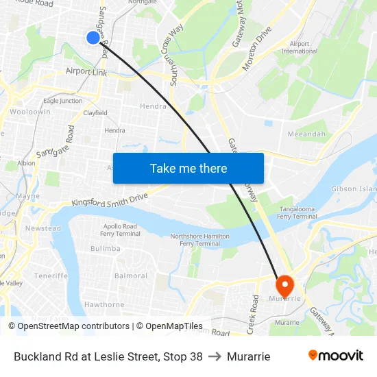 Buckland Rd at Leslie Street, Stop 38 to Murarrie map
