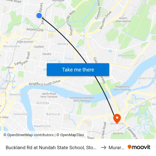 Buckland Rd at Nundah State School, Stop 38a to Murarrie map