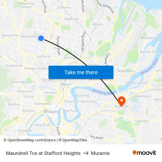 Maundrell Tce at Stafford Heights to Murarrie map