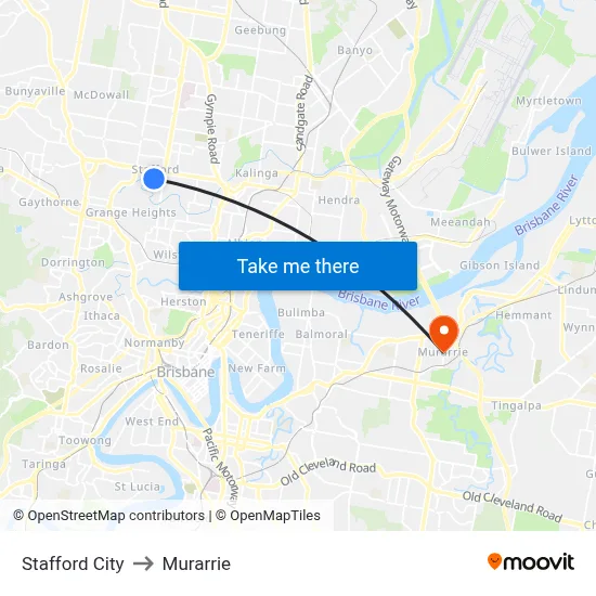 Stafford City to Murarrie map