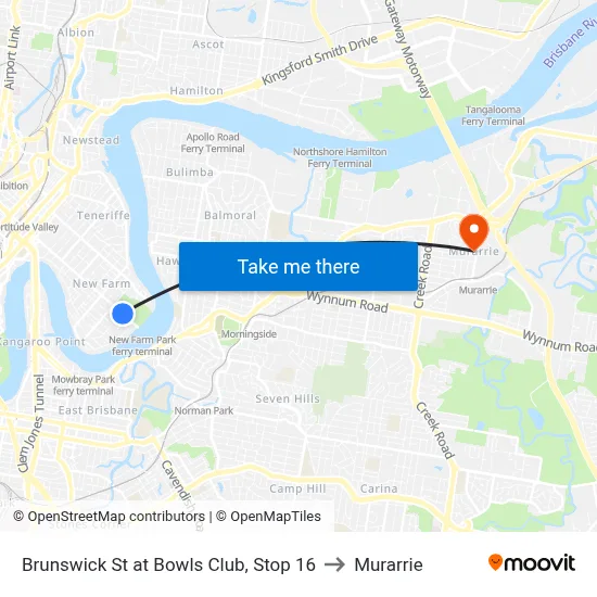 Brunswick St at Bowls Club, Stop 16 to Murarrie map