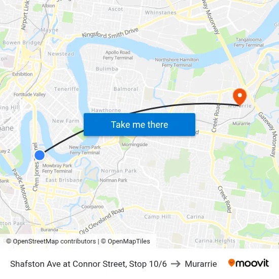 Shafston Ave at Connor Street, Stop 10/6 to Murarrie map