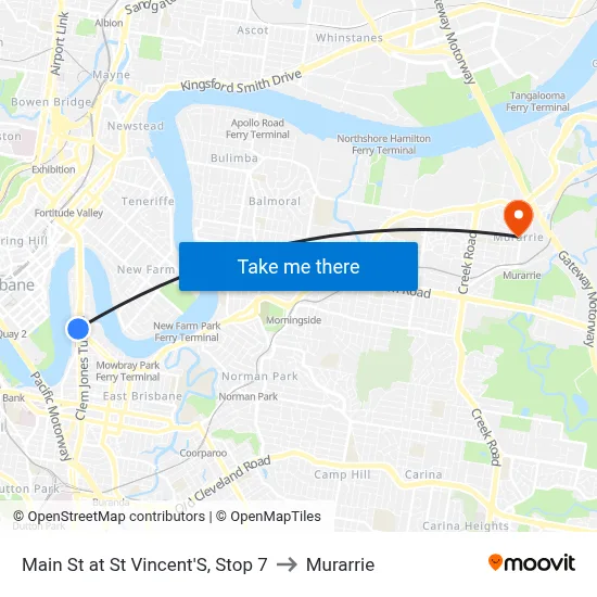 Main St at St Vincent'S, Stop 7 to Murarrie map