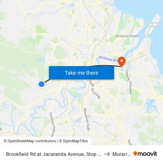 Brookfield Rd at Jacaranda Avenue, Stop 43 to Murarrie map