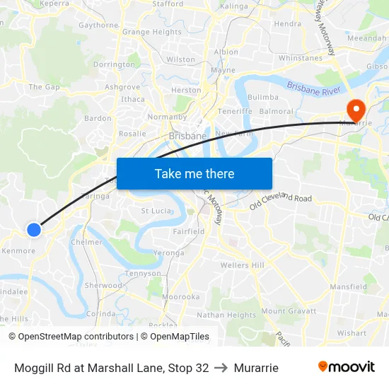 Moggill Rd at Marshall Lane, Stop 32 to Murarrie map