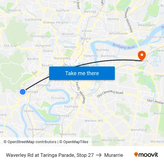 Waverley Rd at Taringa Parade, Stop 27 to Murarrie map