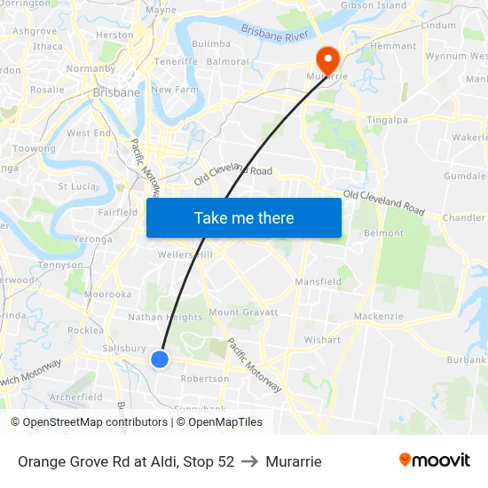 Orange Grove Rd at Aldi, Stop 52 to Murarrie map