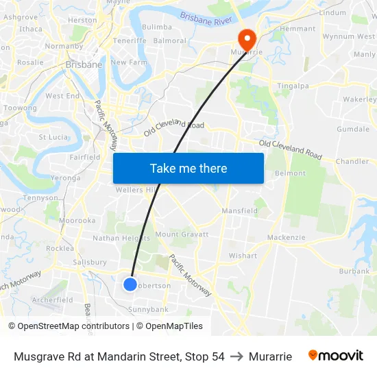 Musgrave Rd at Mandarin Street, Stop 54 to Murarrie map