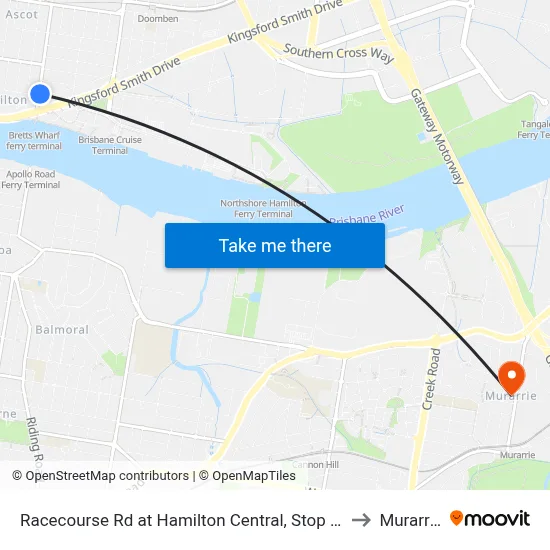 Racecourse Rd at Hamilton Central, Stop 20 to Murarrie map