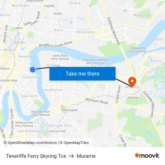 Teneriffe Ferry Skyring Tce to Murarrie map