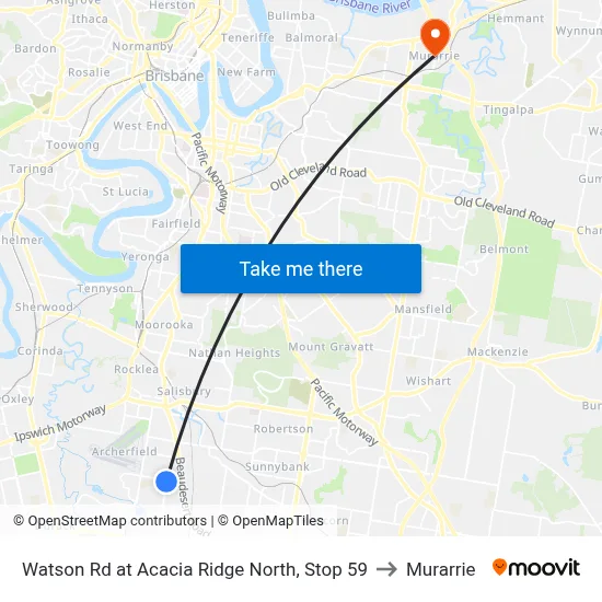 Watson Rd at Acacia Ridge North, Stop 59 to Murarrie map