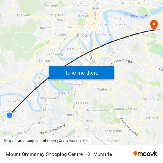 Mount Ommaney Shopping Centre to Murarrie map
