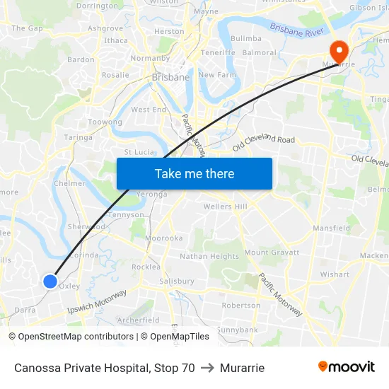 Canossa Private Hospital, Stop 70 to Murarrie map