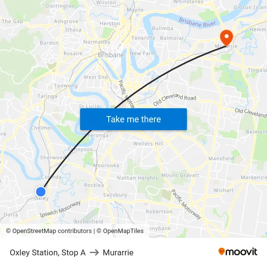 Oxley Station, Stop A to Murarrie map
