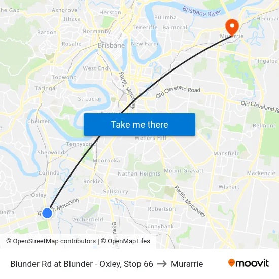 Blunder Rd at Blunder - Oxley, Stop 66 to Murarrie map