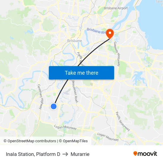 Inala Station, Platform D to Murarrie map