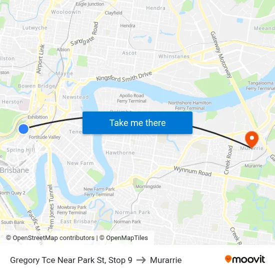 Gregory Tce Near Park St, Stop 9 to Murarrie map