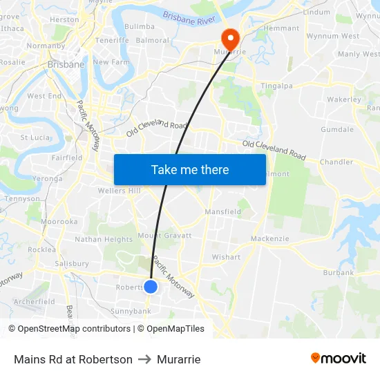 Mains Rd at Robertson to Murarrie map