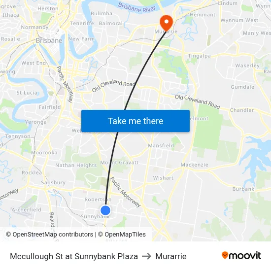 Mccullough St at Sunnybank Plaza to Murarrie map