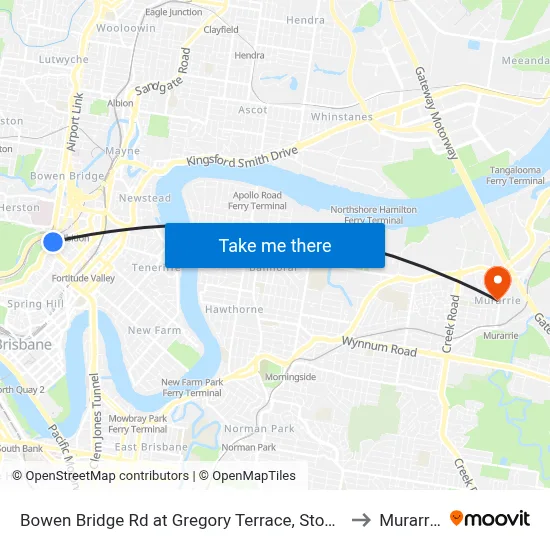 Bowen Bridge Rd at Gregory Terrace, Stop 7 to Murarrie map