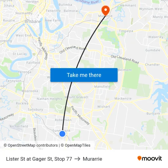 Lister St at Gager St, Stop 77 to Murarrie map
