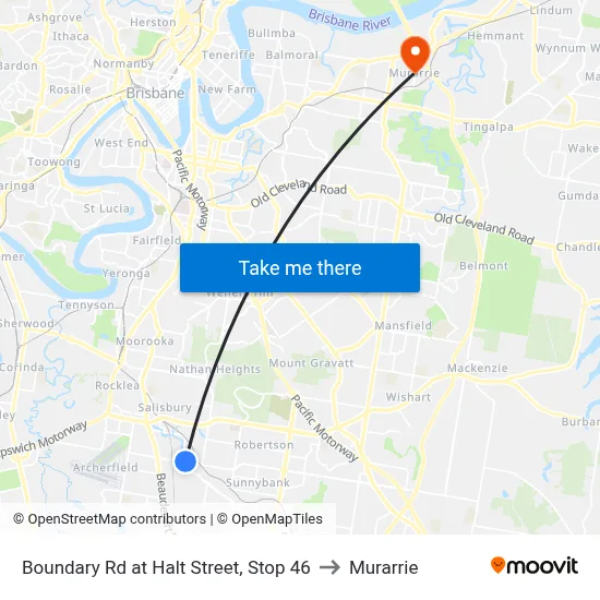Boundary Rd at Halt Street, Stop 46 to Murarrie map