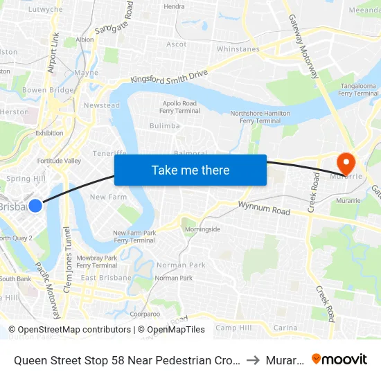 Queen Street Stop 58 Near Pedestrian Crossing to Murarrie map