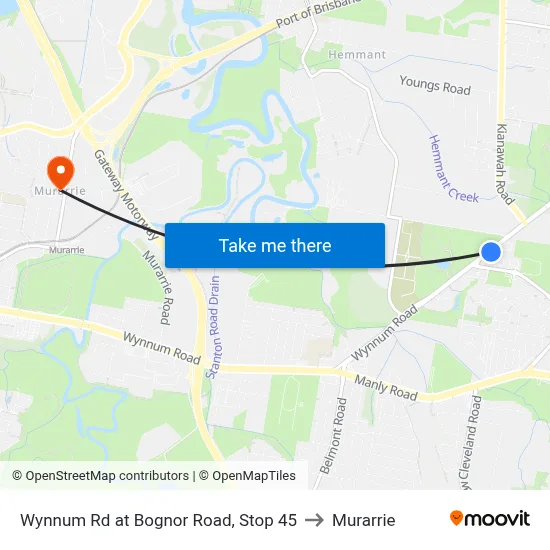 Wynnum Rd at Bognor Road, Stop 45 to Murarrie map
