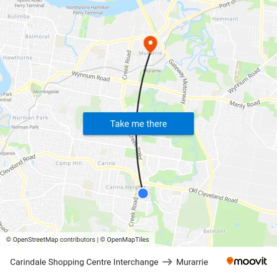 Carindale Shopping Centre Interchange to Murarrie map