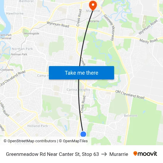 Greenmeadow Rd Near Canter St, Stop 63 to Murarrie map