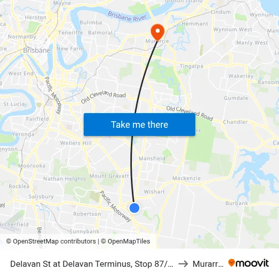 Delavan St at Delavan Terminus, Stop 87/78 to Murarrie map