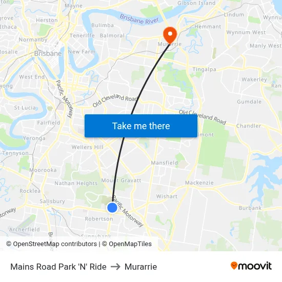 Mains Road Park 'N' Ride to Murarrie map