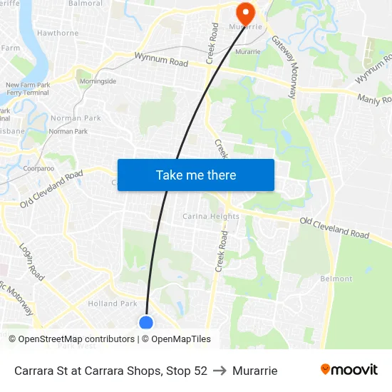 Carrara St at Carrara Shops, Stop 52 to Murarrie map