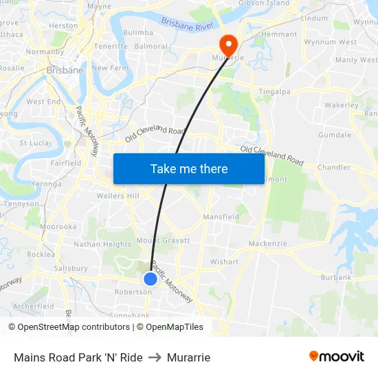 Mains Road Park 'N' Ride to Murarrie map