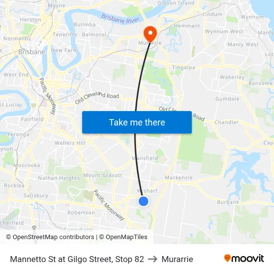 Mannetto St at Gilgo Street, Stop 82 to Murarrie map