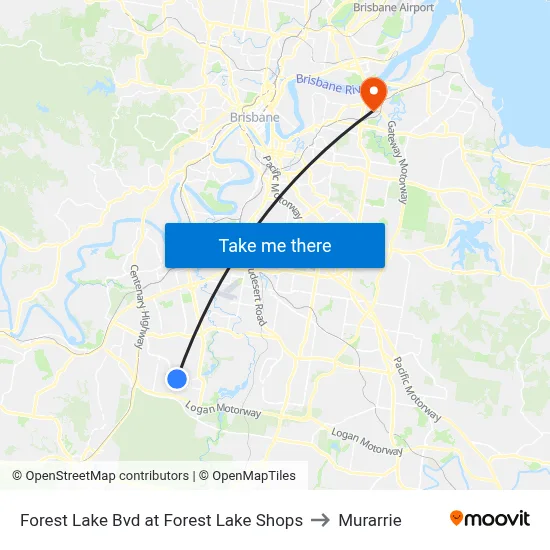 Forest Lake Bvd at Forest Lake Shops to Murarrie map