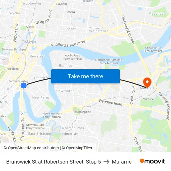 Brunswick St at Robertson Street, Stop 5 to Murarrie map