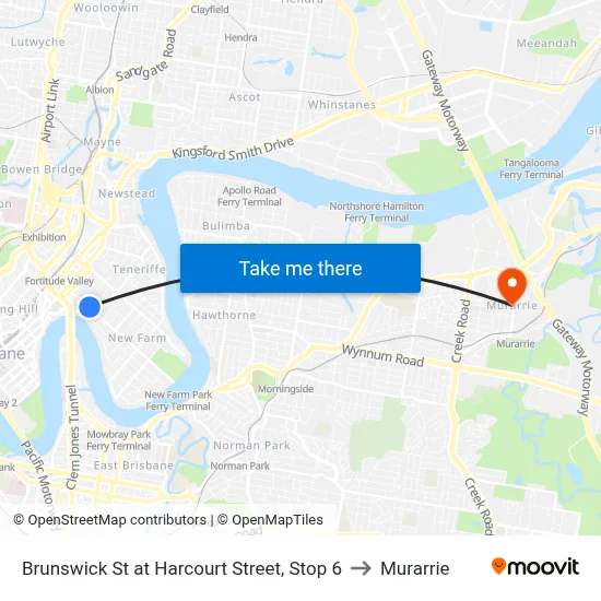 Brunswick St at Harcourt Street, Stop 6 to Murarrie map