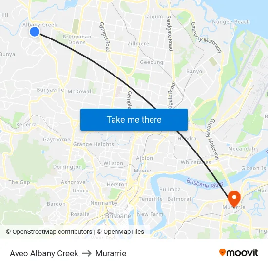 Aveo Albany Creek to Murarrie map