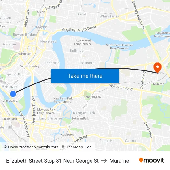 Elizabeth Street Stop 81 Near George St to Murarrie map
