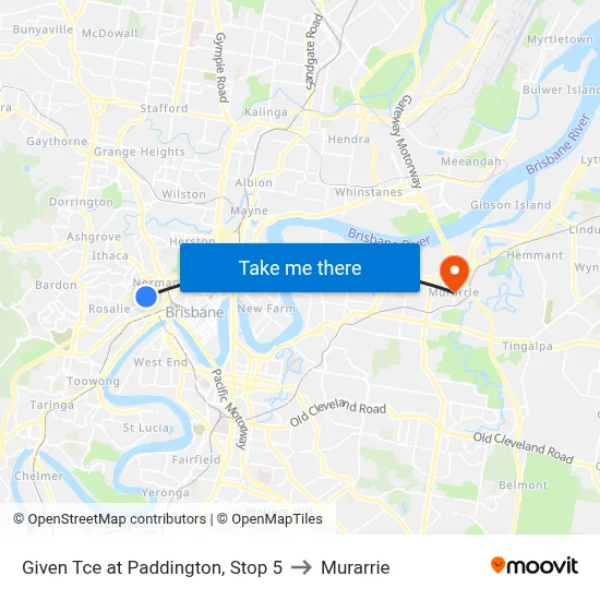 Given Tce at Paddington, Stop 5 to Murarrie map