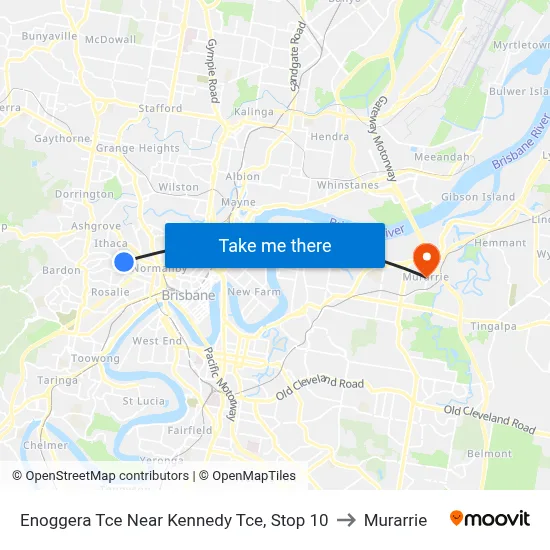 Enoggera Tce Near Kennedy Tce, Stop 10 to Murarrie map