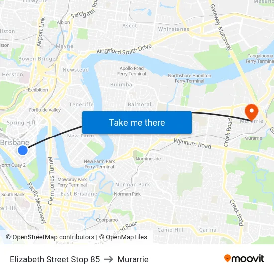 Elizabeth Street Stop 85 to Murarrie map