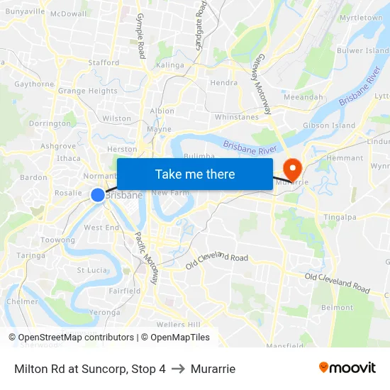 Milton Rd at Suncorp, Stop 4 to Murarrie map